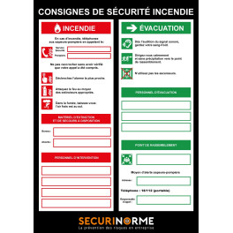 Poster CONSIGNES DE SECURITE INCENDIE
