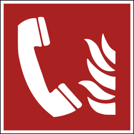 Panneau ISO EN 7010 "Téléphone à utiliser en cas d'incendie" F006