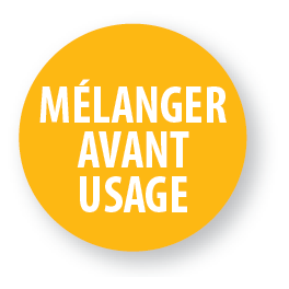 Pastilles adhésives permanentes avec texte "Mélanger avant usage"