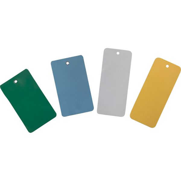 Etiquettes PVC - oeillet americain - 5 formats - 5 couleurs - Plaquette  d'inspection
