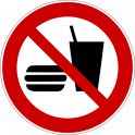 Panneau rond ISO EN 7010 "Interdiction de manger et boire" P022