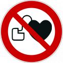 Panneau rond ISO EN 7010 "Interdit aux personnes porteuses d'un stimulateur cardiaque" P007