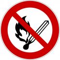 Panneau rond ISO EN 7010 "Flammes nues interdites" P003