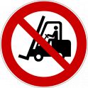 Panneau rond ISO EN 7010 "Interdit aux chariots élévateurs à fourche et autres véhicules industriels" P006