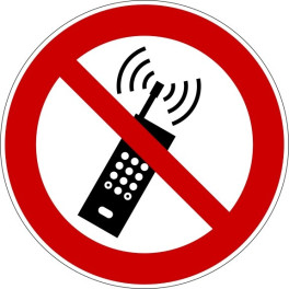 Panneau rond ISO EN 7010 "Interdiction d'activer des téléphones mobiles" P013 - 200mm
