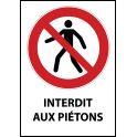 Panneau d'Interdiction "Interdit aux piétons" Vinyle souple A5