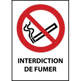 Panneau d'Interdiction "Interdition de fumer" Vinyle souple A5
