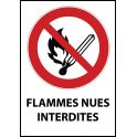 Panneau d'Interdiction "Flammes nues interdites" Vinyle souple A5