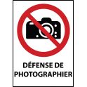 Panneau d'Interdiction "Interdiction de photographier" Vinyle souple A5
