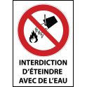 Panneau d'Interdiction "Interdiction d'éteindre avec de l'eau" Vinyle souple A5