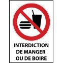 Panneau d'Interdiction "Interdiction de manger ou de boire" Vinyle souple A5