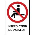Panneau d'Interdiction "Interdiction de s'asseoir" Vinyle souple A5