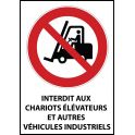 Panneau d'Interdiction "Chariots élévateurs à fourche et autres véhicules industriels" Vinyle souple A5