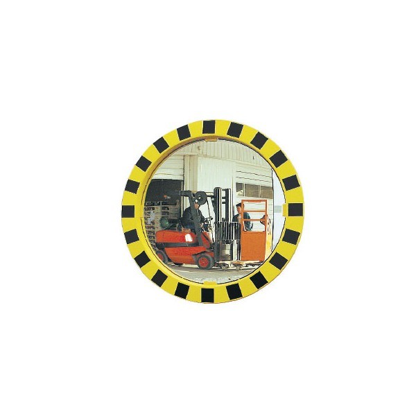Miroir de sécurité Jaune et noir - Diam 600 mm - Polymir