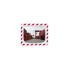 Miroir de sécurité rouge et blanc rectangulaire 600 x 400 mm - Polymir