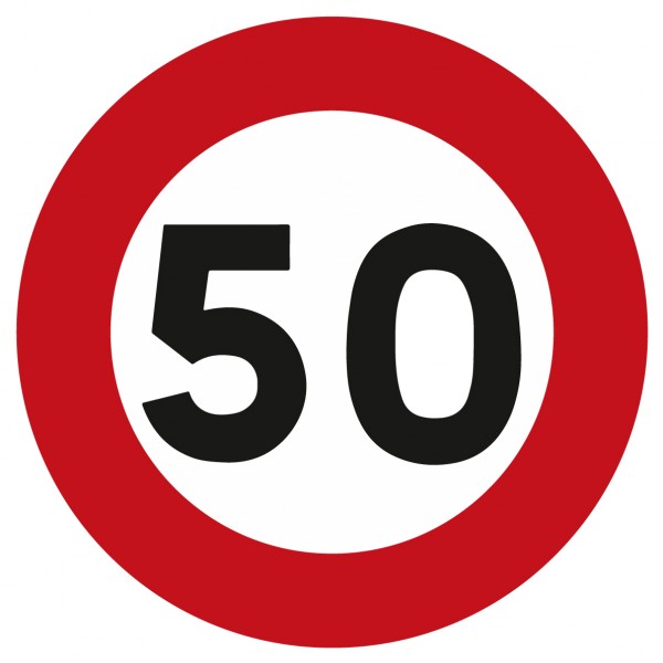 Panneau d'Interdiction B14 : Vitesse Limitée à 50 km/h