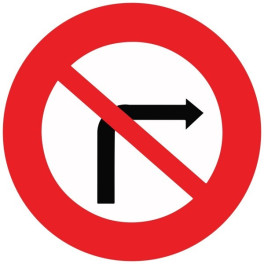 Panneau de Prescription B2b : Interdiction de tourner à droite à la prochaine intersection