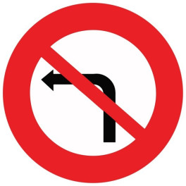 Panneau de Prescription B2a : Interdiction de tourner à gauche à la prochaine intersection