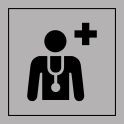 Pictogramme d'Information ISO 7001 Centre médical ou médecin en Vinyle souple autocollant 125 x 125 mm Noir sur Blanc