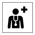 Pictogramme d'Information ISO 7001 Centre médical ou médecin en Vinyle souple autocollant 125 x 125 mm Noir sur Blanc