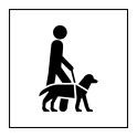 Pictogramme d'Information ISO 7001 Accessibilité, chien de guide ou d'assistance en Gravoply 125 x 125 mm Noir sur Blanc
