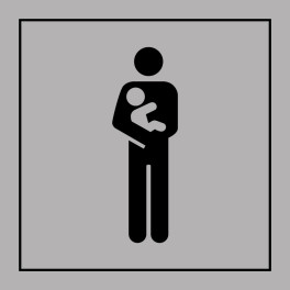 Pictogramme d'Information ISO 7001 Accès prioritaire aux personnes avec enfant en bas âge en Gravoply 125 x 125 mm Noir sur Blan