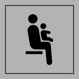 Pictogramme d'Information ISO 7001 Siège prioritaire pour personnes avec enfant en bas âge en Gravoply 125 x 125 mm Noir sur Bla