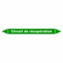 Marqueur de Tuyauterie "Circuit de récupération" en Vinyle Laminé