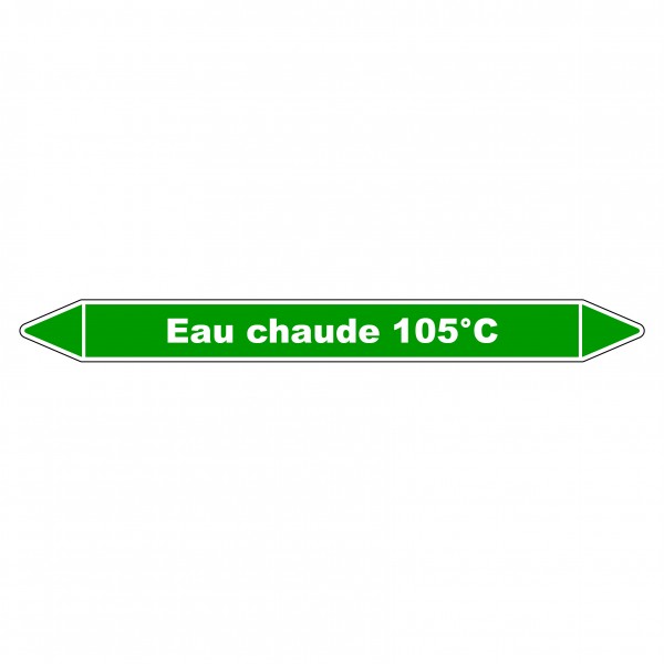 Marqueur de Tuyauterie "Eau chaude 105°C" en Vinyle Laminé