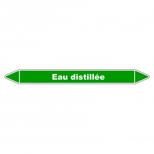Marqueur de Tuyauterie "Eau distillée" en Vinyle Laminé