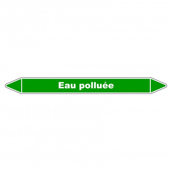 Marqueur de Tuyauterie "Eau Polluée" en Vinyle Laminé
