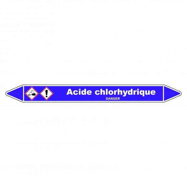 Marqueur de Tuyauterie Acide chlorhydrique 150 x 12 mm Vinyle Laminé