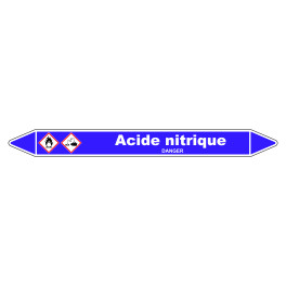 Marqueur de Tuyauterie Acide nitrique 150 x 12 mm Vinyle Laminé