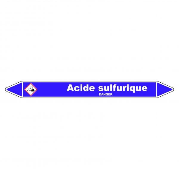 Marqueur de Tuyauterie Acide sulfurique 150 x 12 mm Vinyle Laminé