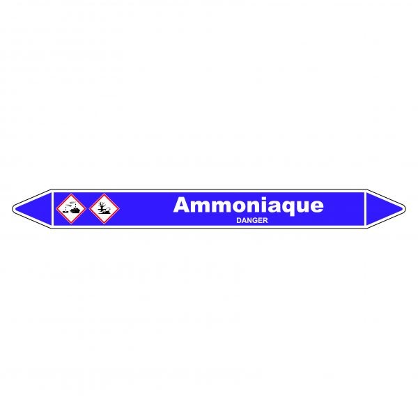 Marqueur de Tuyauterie Ammoniaque 150 x 12 mm Vinyle Laminé