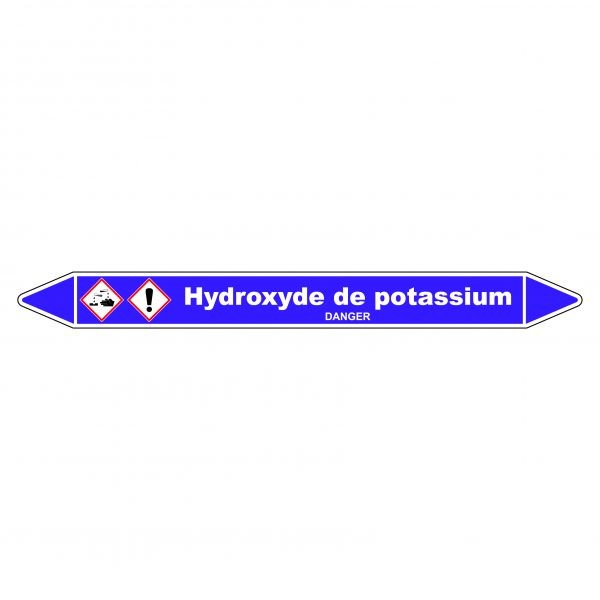Marqueur de Tuyauterie Hydroxyde de potassium 150 x 12 mm Vinyle Laminé
