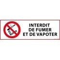Panneau d'Interdiction "Interdiction de fumer et vapoter"