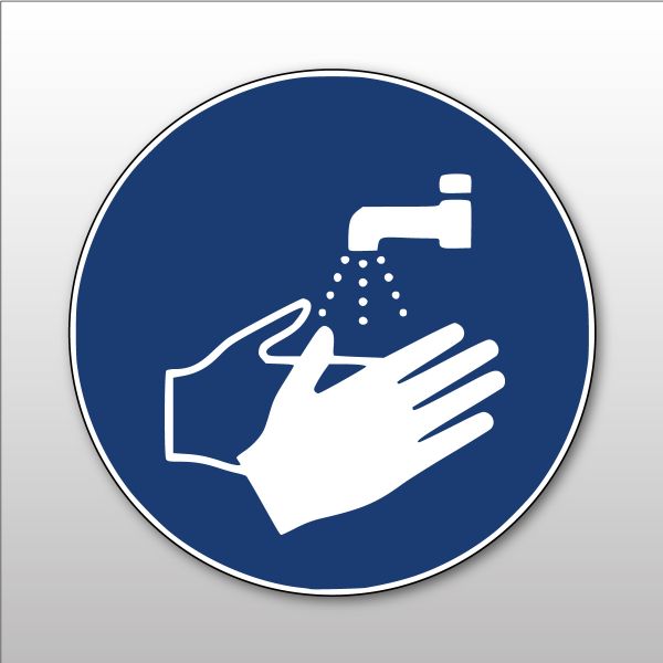 Panneau rond ISO EN 7010 "Lavage des mains obligatoire" M011