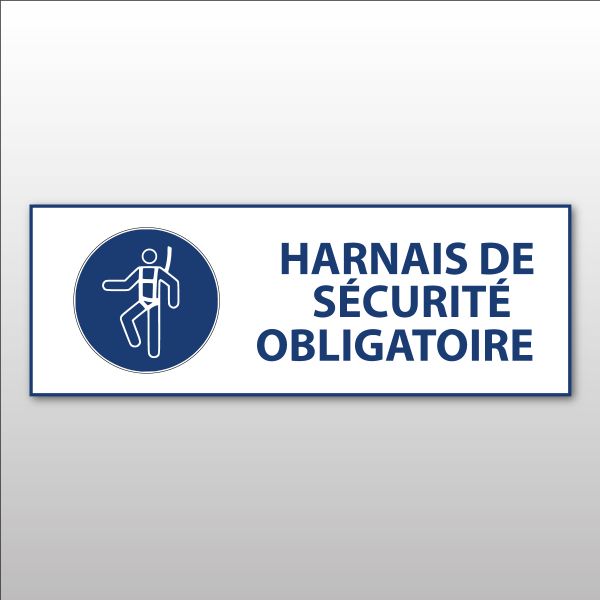 Panneau d'obligation ISO EN 7010 "Harnais de sécurité obligatoire" M018