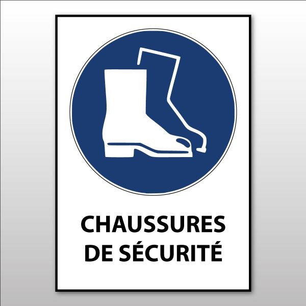 Panneau d'obligation ISO EN 7010 "Chaussures de sécurité obligatoires" M008