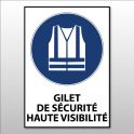Panneau d'obligation ISO EN 7010 "Gilet de sécurité haute visibilité obligatoire" M015