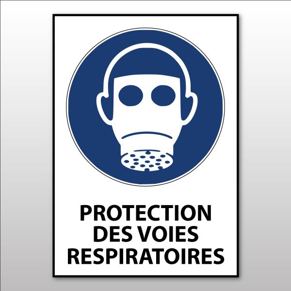 Pancarte d'équipement de protection individuelle: Obligatoire, masque de  protection respiratoire