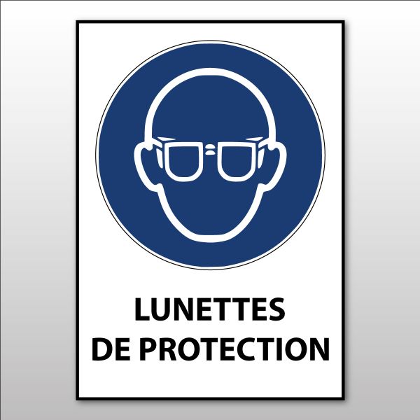 Panneau d'obligation ISO EN 7010 "Lunettes de protection obligatoires" M004