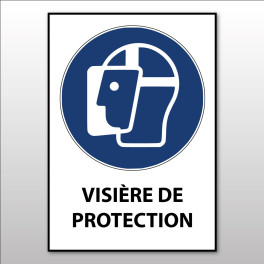 Panneau d'obligation ISO EN 7010 "Visière de protection obligatoire" M013