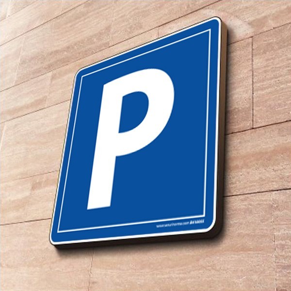 Panneau parking "Lettre P" à couvre-chant - 500 x 500 mm