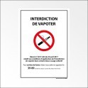 Panneau d'Interdiction "Interdiction de Vapoter" avec Décret