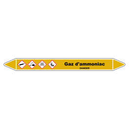 Marqueur de Tuyauterie "Gaz d’ammoniac" en Vinyle Laminé