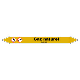Marqueur de Tuyauterie "Gaz naturel" en Vinyle Laminé