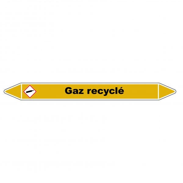 Marqueur de Tuyauterie "Gaz recyclé" en Vinyle Laminé