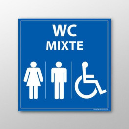 Panneau signalétique "WC PMR Mixte"